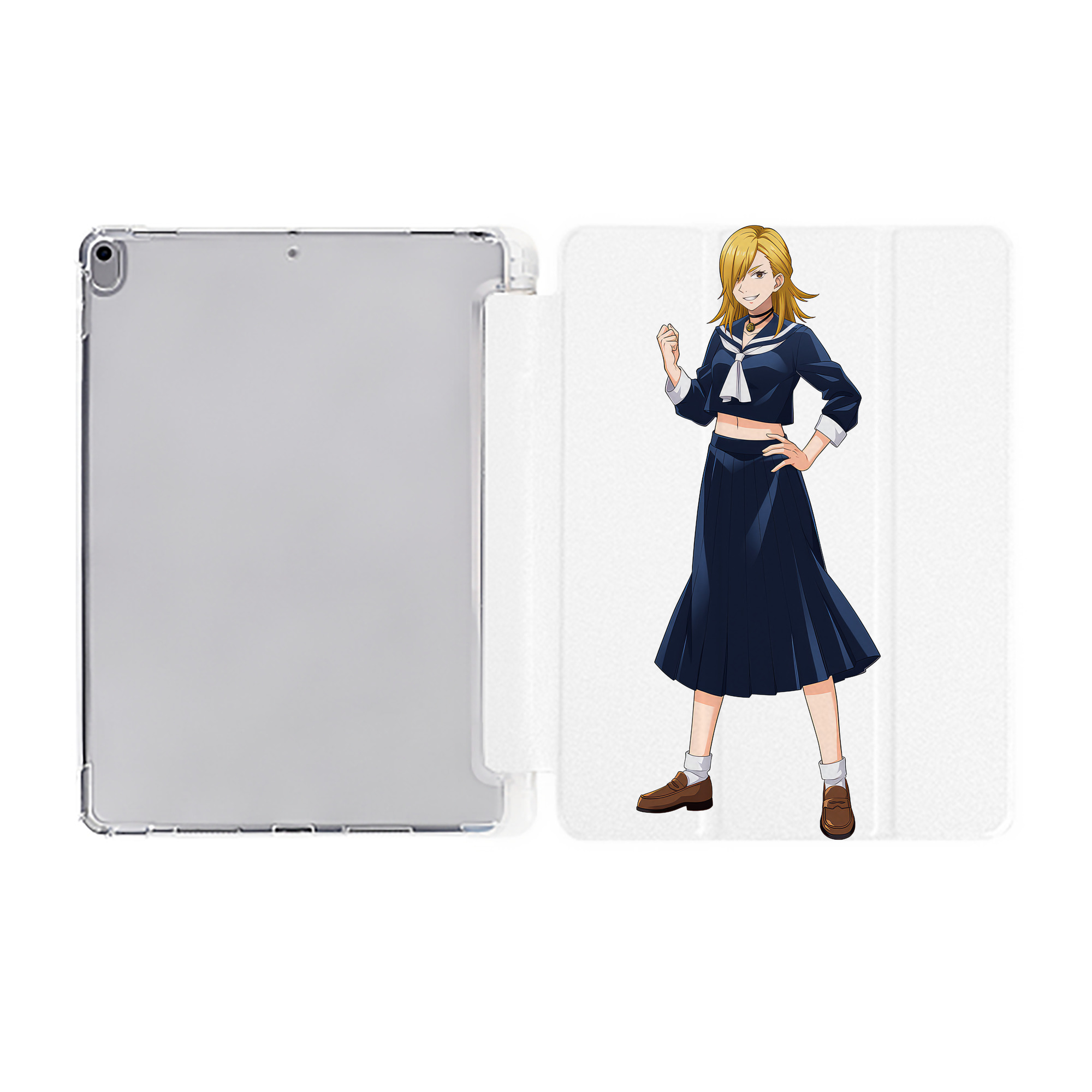 （画像用） 呪術廻戦 Jujutsu Kaisen IPad ケース ペン収納付き 三つ折りスタンド PUレザー×シリコン 対応機種9.5/10.5/10.9インチ